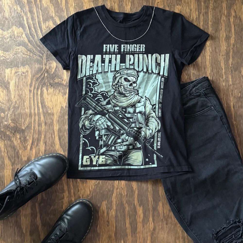 Five Finger Death Punch Shirt GY6 Death Punch Tee Black Bravado 2017 Metal Band